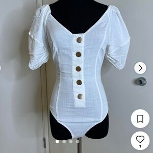 Free People White Button-Front Bodysuit